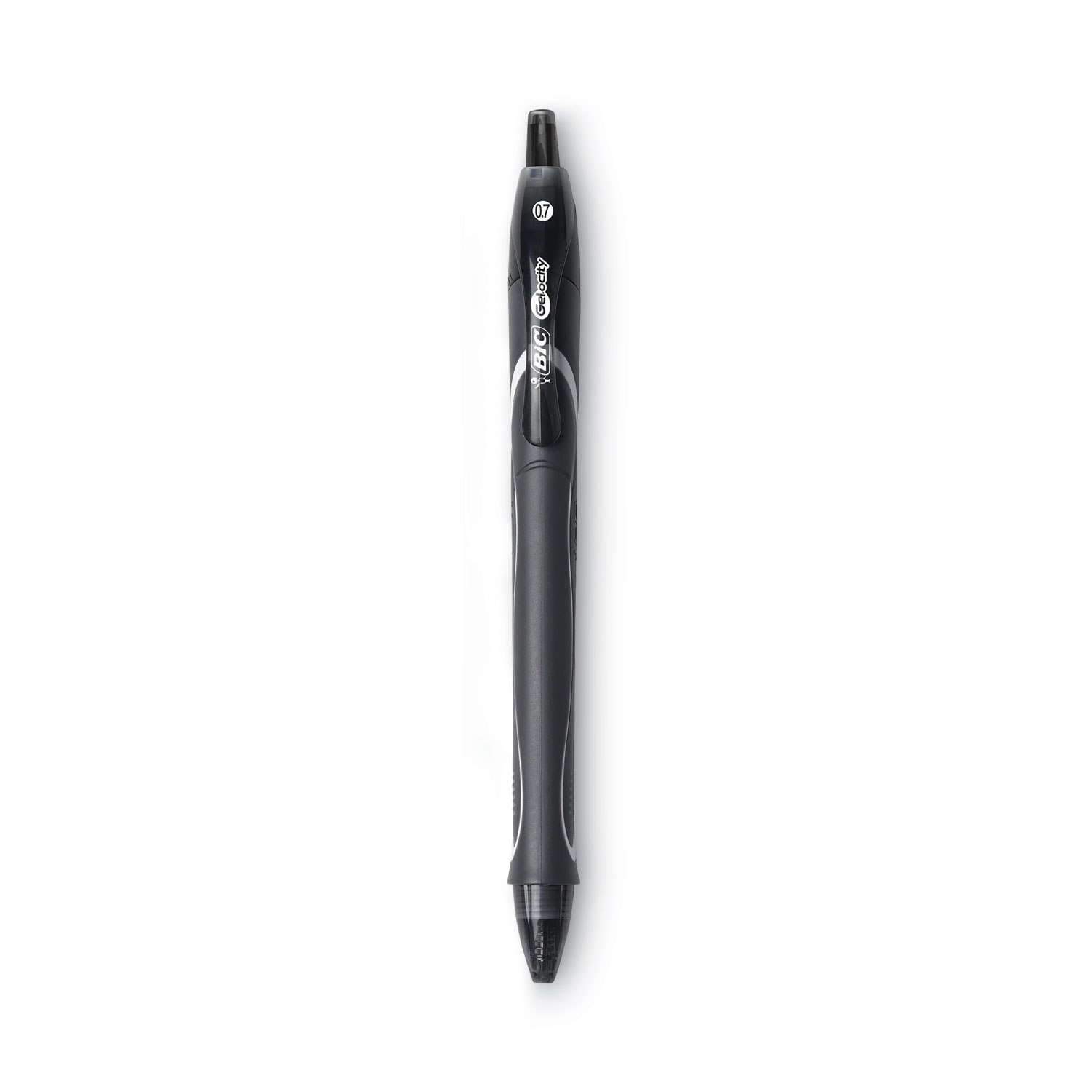 BIC Gel-ocity Quick Dry Gel Pen, Retractable, Medium 0.7 mm, Black Ink, Black Barrel, Dozen, Each