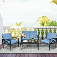 thumbnail image 1 of Costway 4PCS Patio Furniture Set Aluminum Frame Cushioned Sofa Chair Coffee Table Blue, 1 of 9