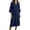 Navy, variant on Ohufall Women's Cotton Linen Midi Dress Turndown Collared Button-Down Dress Ruched Loose Fit Holiday Casual Dress