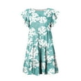 thumbnail image 5 of Pop Seller Summer Beach Dress For Women Casual Round Neck Tunic Ruffle Short Sleeve A-Line Tiered Babydoll Dress Flowy Mini Dress Light Blue 2XL, 5 of 7