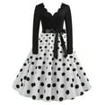 thumbnail image 3 of Women Vintage Polka Dot Long Sleeve V Neck Cocktail Formal Swing Dress 1950s Rockabilly Evening Prom Dress Womens Clothes, 3 of 7