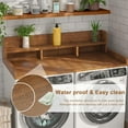 thumbnail image 5 of Washer Dryer Countertop, 2-Tier Laundry Countertop with Edge Rails, 54" Width * 27.5” Depth Washer and Dryer Covers for The Top for Laundry Room Organization, Large Space Laundry Topper, Walnut, 5 of 9