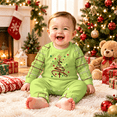 thumbnail image 2 of Matching Christmas Pajamas for Family, Skin-Friendly Deep Red Cotton Pajamas, Jesus Tree Pattern Raglan Christmas Pjs, 2 of 5