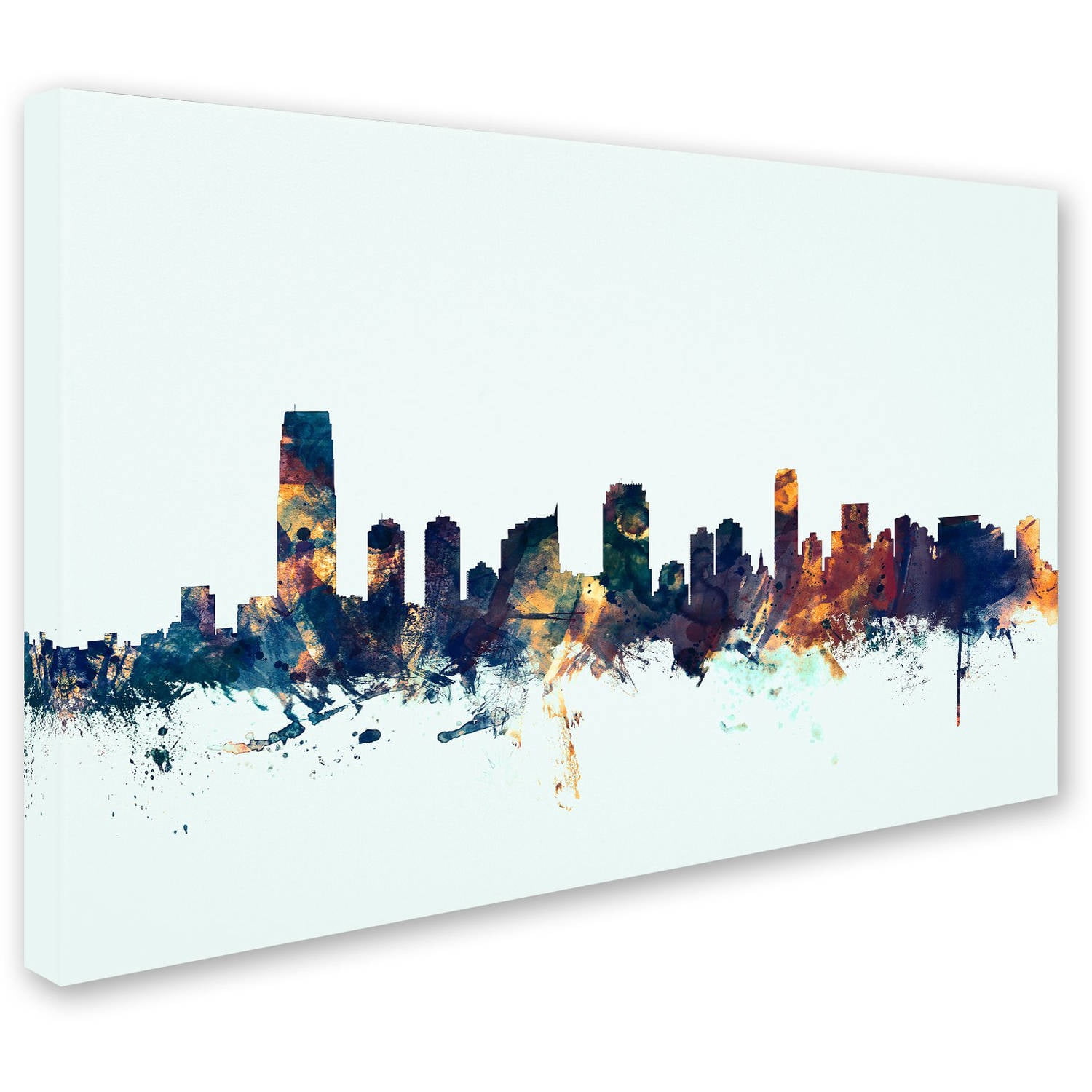 Trademark Fine Art "Jersey City NJ Skyline Blue" Canvas Art by Michael Tompsett