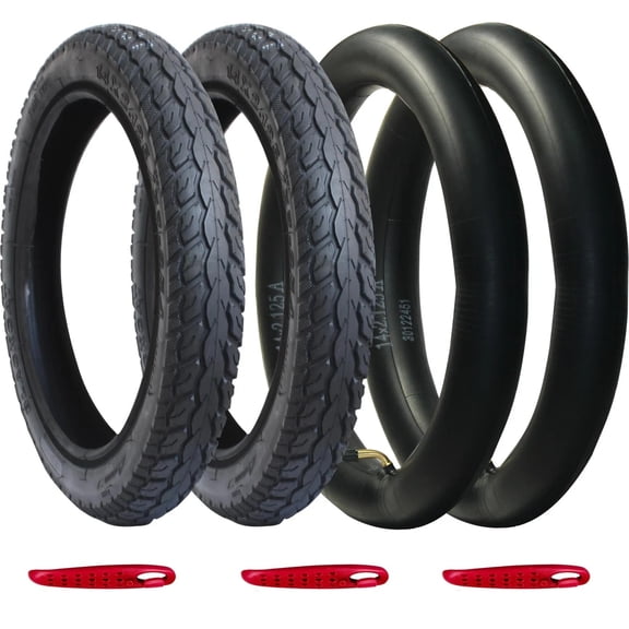 2 Pack Electric Bike Tire 14x2.125 57-254 with 2 Bent Valve Tubes 3 Tire Leve...