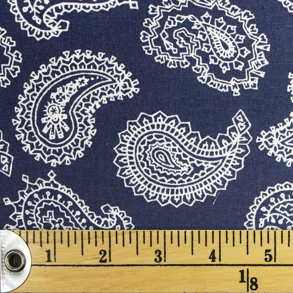 Fabric Creations Navy Blue with White Paisley Fat Quarter Pre-Cut Fabric - 18" x 21" / 45cm x 53cm, 18" x 21" / 45cm x 53cm