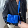 thumbnail image 3 of Bolsa cruzados de hombro plisados ​​a la moda de mujer de cuero PU (Azul) Likrtyny Para Estrenar, 3 of 9