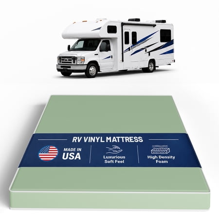 Continental Sleep, 4-Inch High Density Foam RV Mattress Replacement with Vinyl Cover, Medium Firm, Travel Camper Trailer Truck and Bunk, Pressure-Relief Support, 80" x 42"