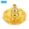 thumbnail image 3 of Uxcell Incense Stick Holder Incense Burner Plate Holder Alloy Incense Base Gold Tone Lotus Type 2 Pack, 3 of 6
