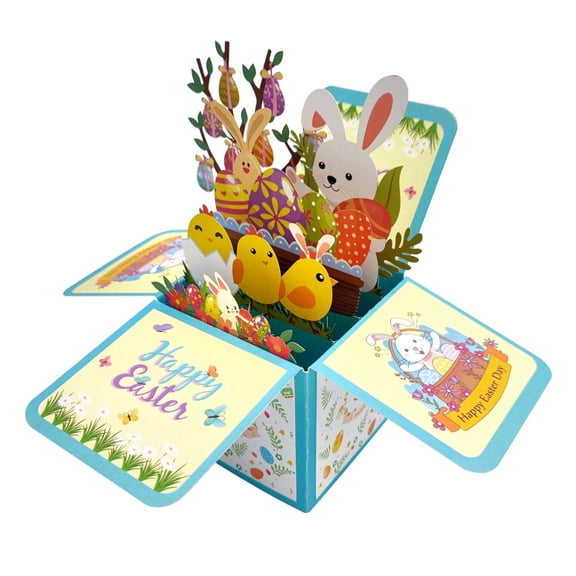 3D Pop-Up Easter Cards with Envelopes, Bunny Spring Greeting Gift Cards, 3D Happy Easter Card for Boys, Girls, Sons, Daughters, Granddaughters
