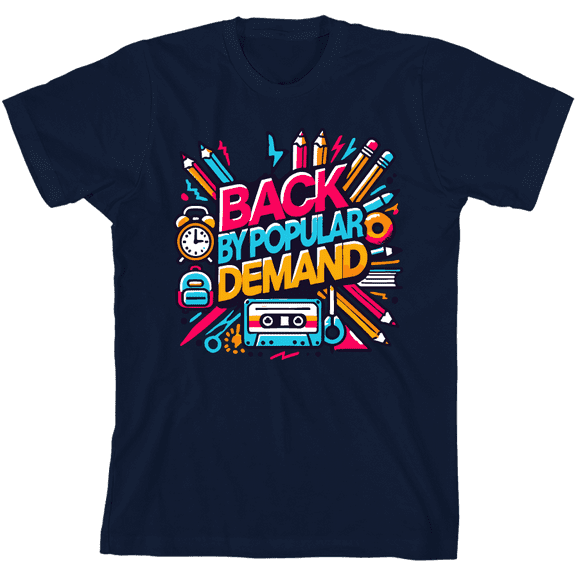 Back By Popular Demand Back To School Adult Blue Crew Neck Short Sleeve Tee-Medium