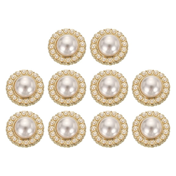 Uxcell 10pcs 28L Gold Faux Pearl Buttons 18mm 23/32" Plastic Round Sewing Button Replacement Craft Fastener for Coats Clothing DIY Decoration Crafts #5