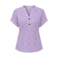 thumbnail image 5 of yeiolnoer Shirts for Women Short Sleeve V Neck Sweater Eyelet Tunic Top Knit Elegant Summer Spring Tops Casual Blouse, 5 of 6