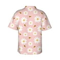 thumbnail image 4 of Xecao Daisy And Bee print Hawaiian shirt - a stylish short-sleeve button-down for men, perfect for casual beach and tropical outings., 4 of 9