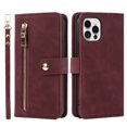 thumbnail image 5 of ELEHOLD Luxury Wallet Case for iPhone 12 Pro Max (6.7") Card Slots Zipper Purse Stand Function with Crossbody Strap Wrist Strap PU Leather Shockproof Case for iPhone 12 Pro Max,Winered, 5 of 7