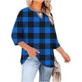 thumbnail image 4 of Ounisa T-Shirts à Manches 3/4 pour Femmes Grande Taille, Col Ras du Cou, Découpes sur la Poitrine, Imprimé Intégral, Décontractés, Basiques, Superposition, pour le Printemps et l'Été, L-5TG, 4 of 7