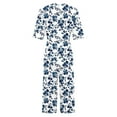 thumbnail image 4 of Edvintorg Jumpsuits for Women Dressy Floral Printed Short Sleeve V Neck Back Zipper Wide Leg Jumpsuit Pants with Pocket Summer Casual Loose Overalls for Women, 4 of 5