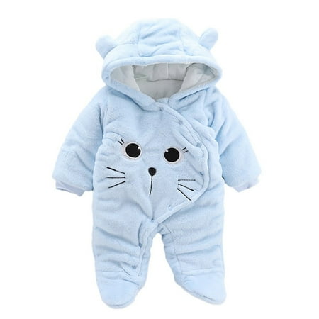 

MHZLDYZ New Born Clothes Baby Girl Newborn Baby Girls Boys Solid Cartoon Cat Velvet Hooded Jumpsuit Romper Bodysuit Baby Onesie Baby Girl Onesies Baby Girl Onesies(Blue 66)