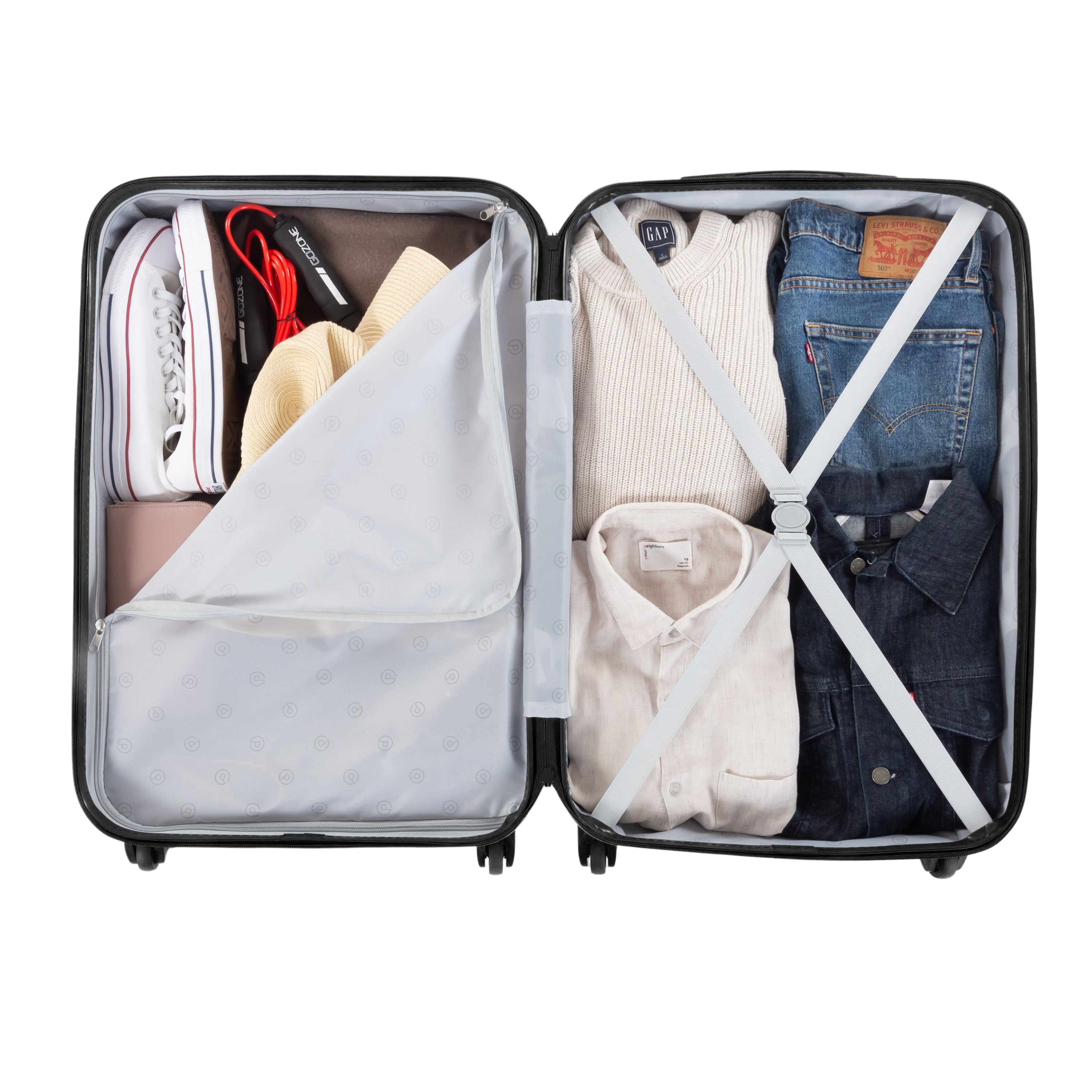 Protege 2-Piece Hardside Spinner Luggage Set with Carry On and Medium Checked Suitcase, Black