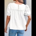 thumbnail image 4 of Blusas Babydoll con Mangas Abullonadas y Peplum para Mujer, Camisetas de Algodón Plisadas Ahumadas de Verano, Blusas Casuales Holgadas y Fluidas. S, 4 of 10