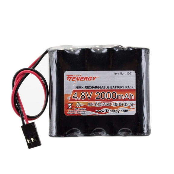 Tenergy NiMH Receiver RX Battery with Hitec Connectors 4.8V 2000mAh High Capacity Rechargeable Battery Pack for RC Receivers, RC Aircrafts and More