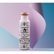 Warli Print White Copper Bottle