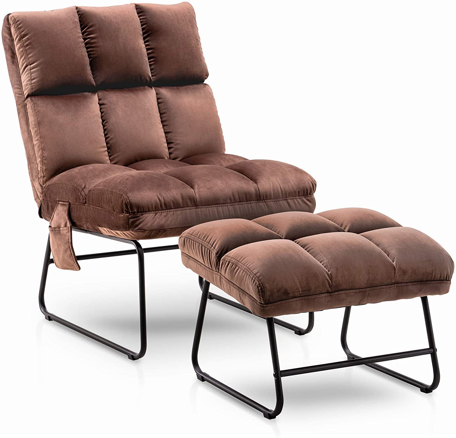 Mcombo Accent Chair With Ottoman, Modern Leather Lounge Chair And Ottoman Bed