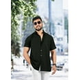 thumbnail image 3 of LA LEELA Men's Hawaiian Shirt Solid Casual Short Sleeve Button Down Beach Shirts for Men XXL Black, Plain, 3 of 5