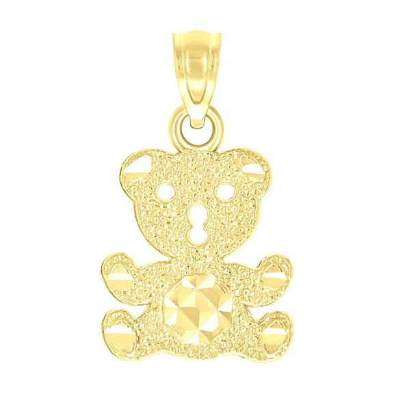10k Yellow Gold Womens Textured Teddy Bear Charm Pendant for Women