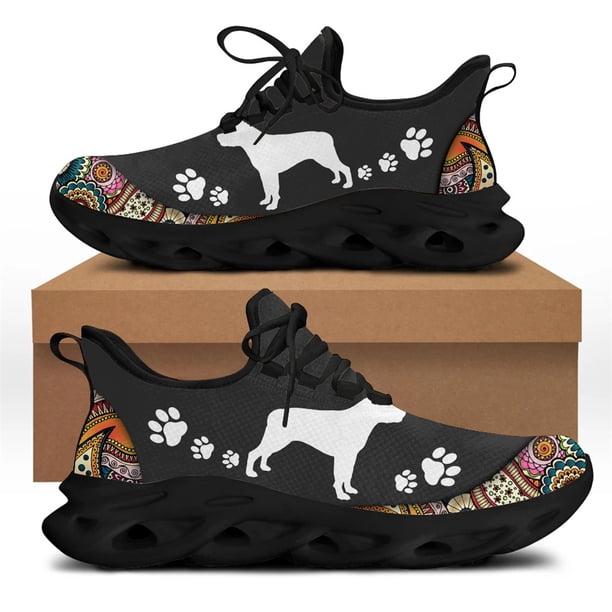 Zapatillas deportivas ligeras y transpirables con diseño de huella de perro y flores, zapatillas deportivas de malla transpirables para exteriores, zapatos casuales