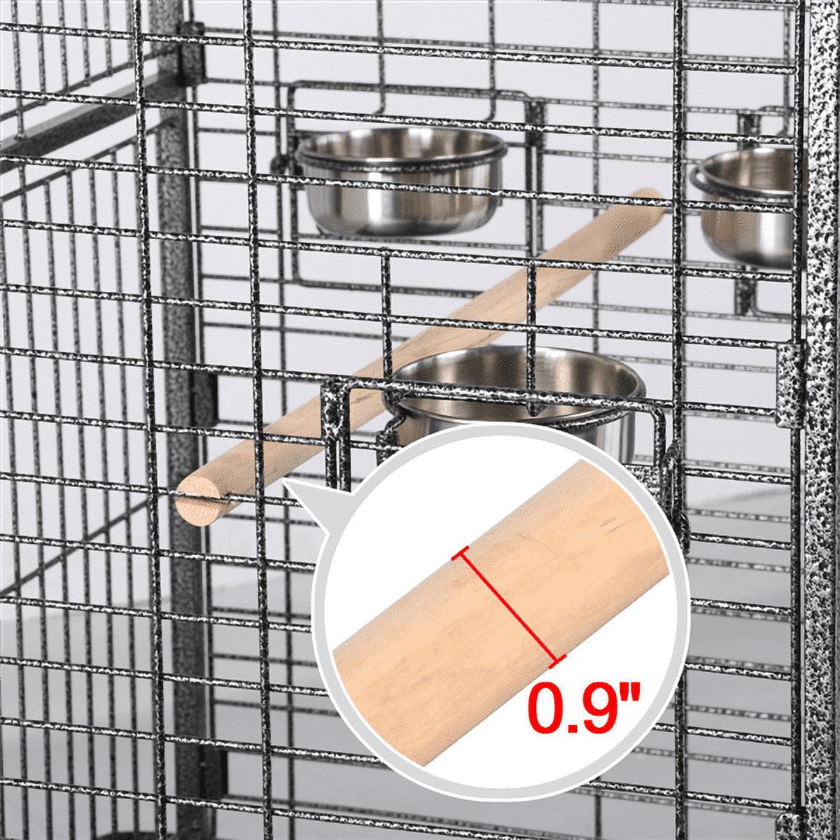 Renwick 63'' H Open Playtop Rolling Metal Bird Cage with Stand, Black