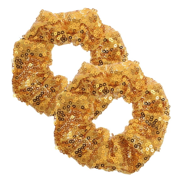 PENIKOKO 2-Pack Golden Hair Scrunchies for Women with Sparkly Elastic Holders, Soft and Comfortable Hair Accessories