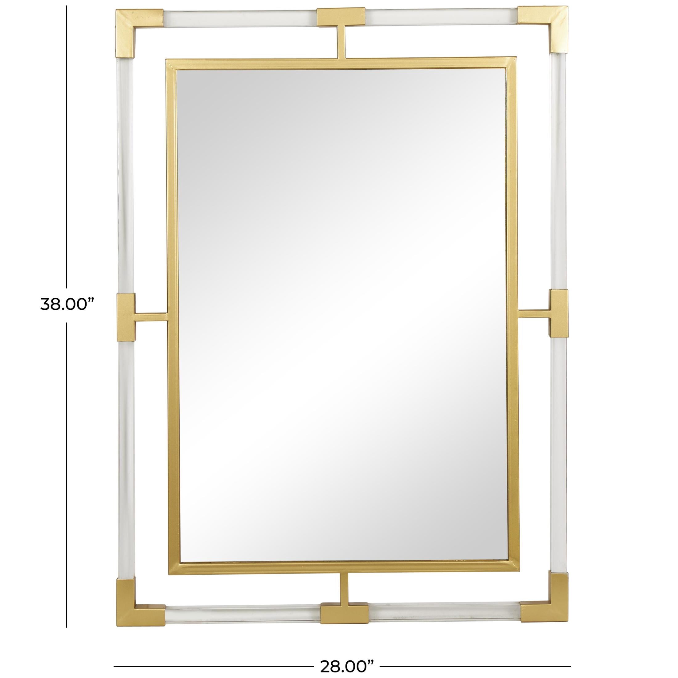 DecMode 28" x 38" Gold Double Framed Wall Mirror with Acrylic Frame