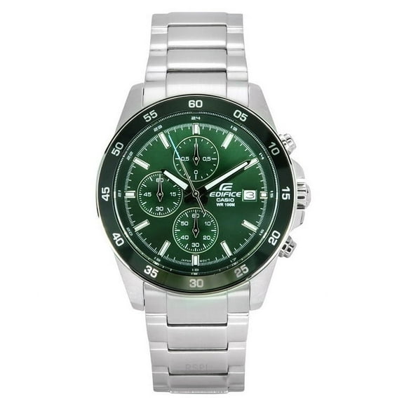 Casio Edifice Analog Standard Chronograph Stainless Steel Green Dial Quartz EFR-526D-3A 100M Men's Watch