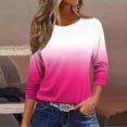 thumbnail image 2 of ZQUUVOU Women's T-Shirts Casual Print Crew Neck 3/4 Sleeve Tops(Hot Pink,5XL), 2 of 4