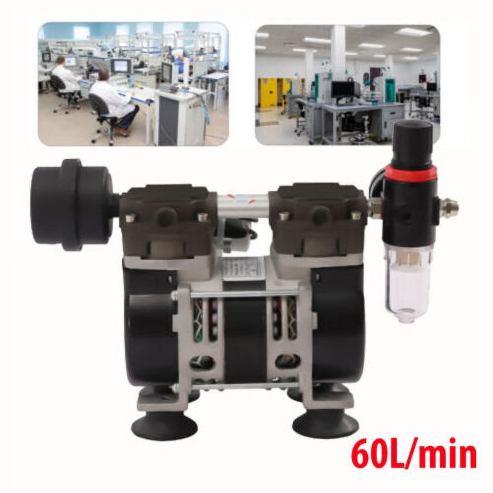 60L/min Oilless Vacuum Pump Industrial Lab Oil Free Piston Vacuum Pump 200W 110V