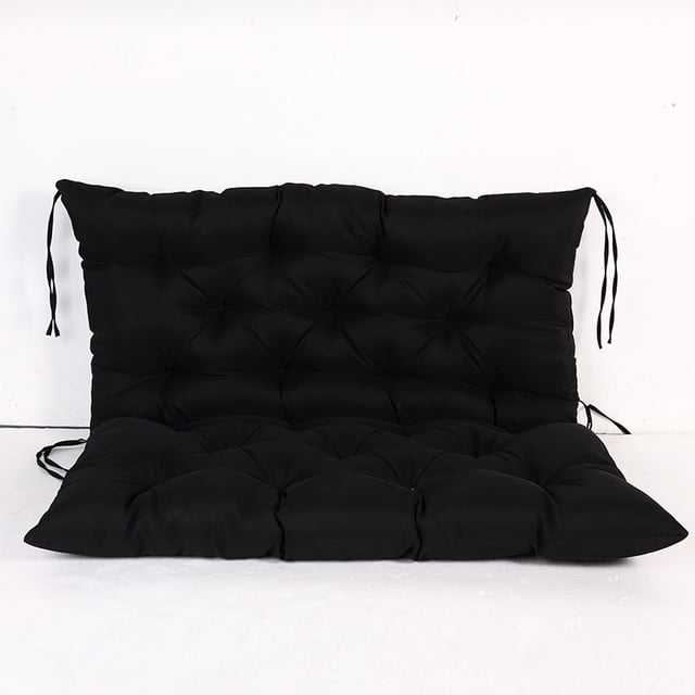 Home Collection Cojín para silla mecedora Premium Tufted Pads Antideslizante Juego de parte superior e inferior con lazos, 2 piezas, negro