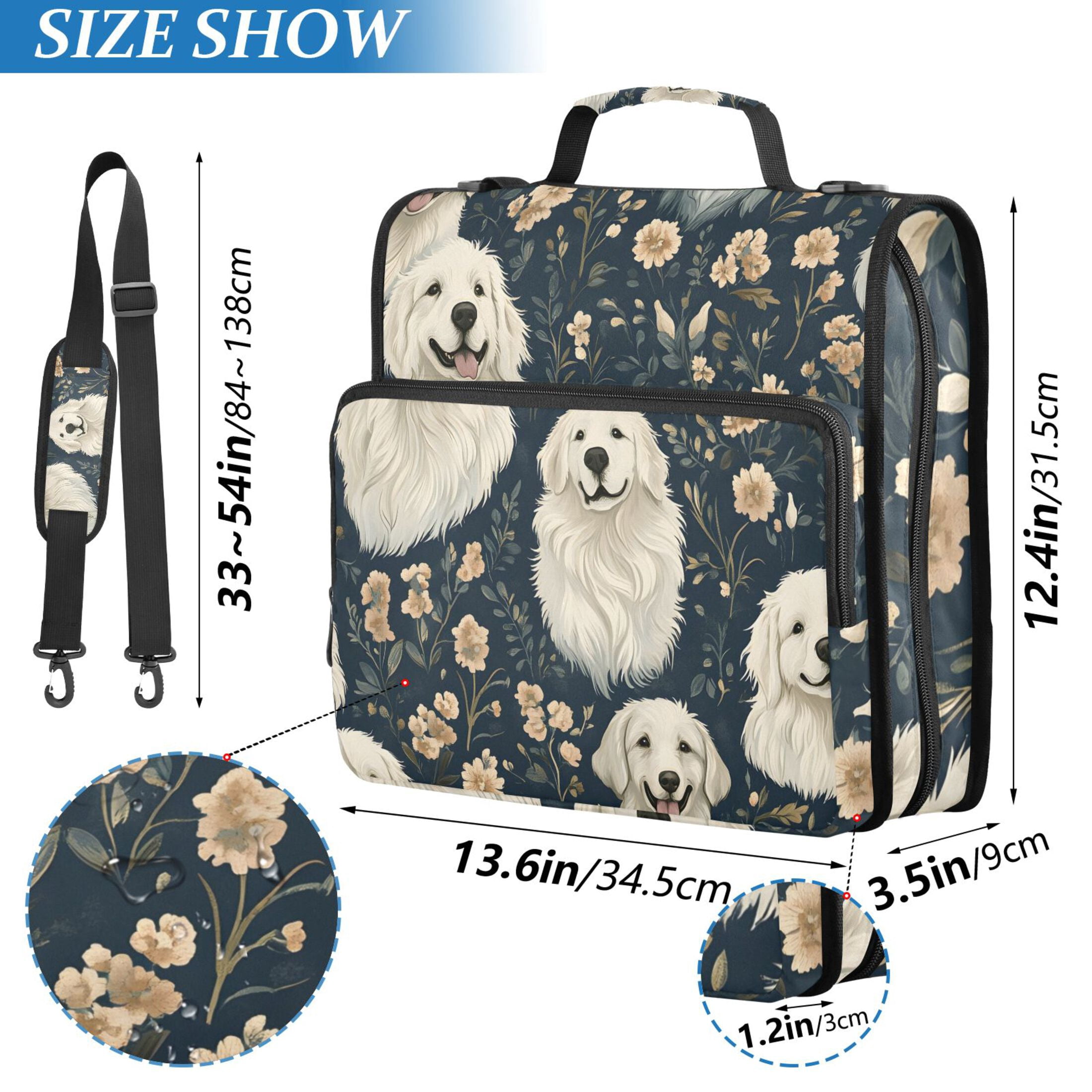 3 Ring Zipper Binder with Shoulder Strap Waterproof Trapper Keeper 2 Inch D-Ring 500 Sheets Capacity Golden Retriever Flower Pattern