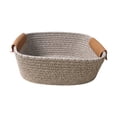 thumbnail image 2 of Cesta de almacenamiento tejida de algodón, cesta de picnic ligera para frutas y bocadillos en el jardín Gris L, 2 of 8