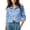 Blue, variant on Women Denim Jacket Button Down Collared Long Sleeve Solid Casual Trendy Comfy Vacation Beach Holiday Party Loose British Style Cropped Jacket, Red S