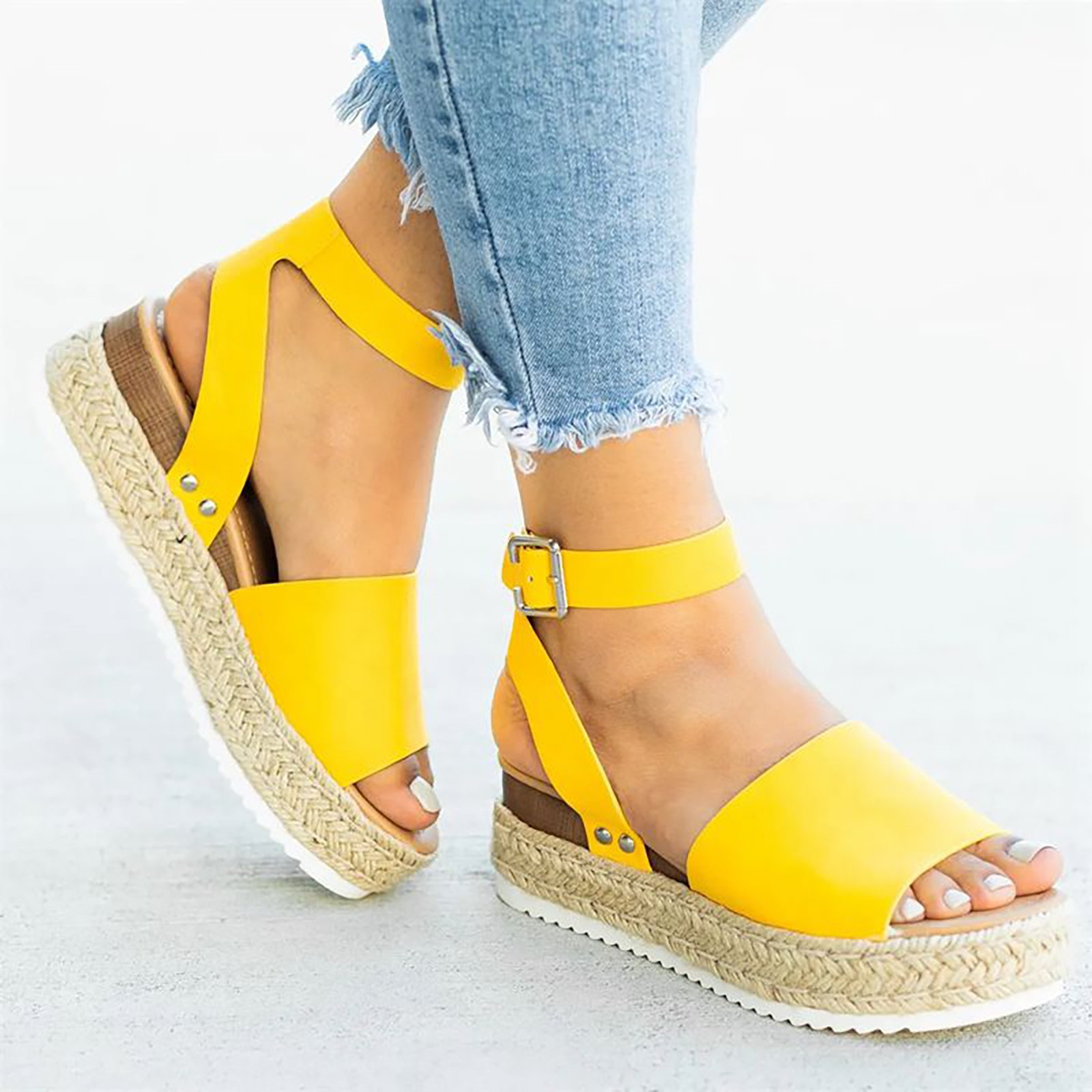 Azrian Woman Summer Sandals Open toe Casual Platform Wedge Shoes Casual Canvas Shoes - image 2 of 5