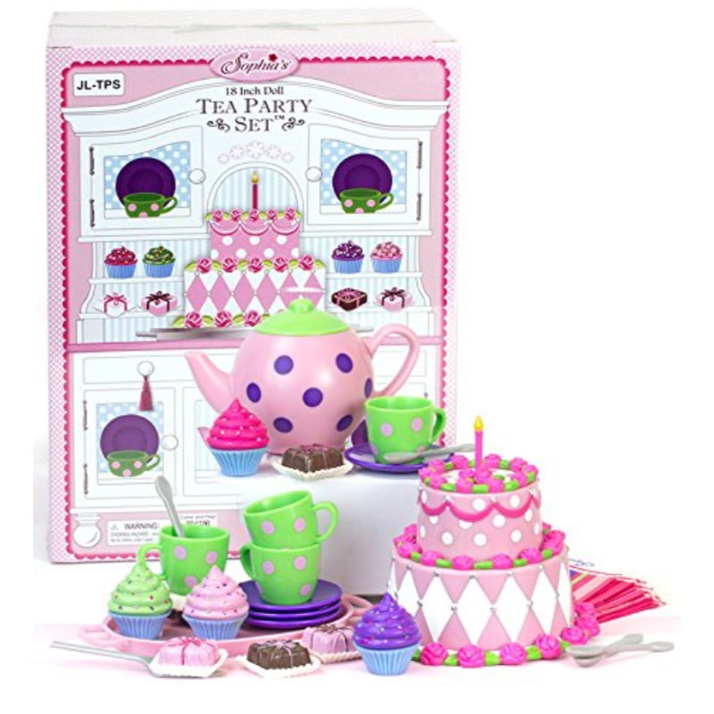Tea Party Set Pretend Play Toys for 18" American Girl Dolls 