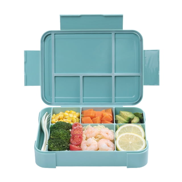 TidBay Boîte à Lunch Bento pour Enfants 1330ML avec 6 Compartiments Couverts Boîte à Lunch Étanche Boîtes à Collation pour École Maternelle Adultes Récipient de Préparation de Repas