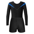 thumbnail image 4 of IEFIEL Kids Girls Shiny Rhinestone Long Sleeve Leotard with Shorts Dance Suit Contrast Color Gymnastics Yoga Sports Outfit Blue 8, 4 of 7