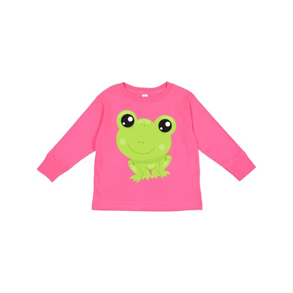 Inktastic Cute Frog, Little Frog, Baby Frog, Green Frog Boys or Girls Long Sleeve Toddler T-Shirt