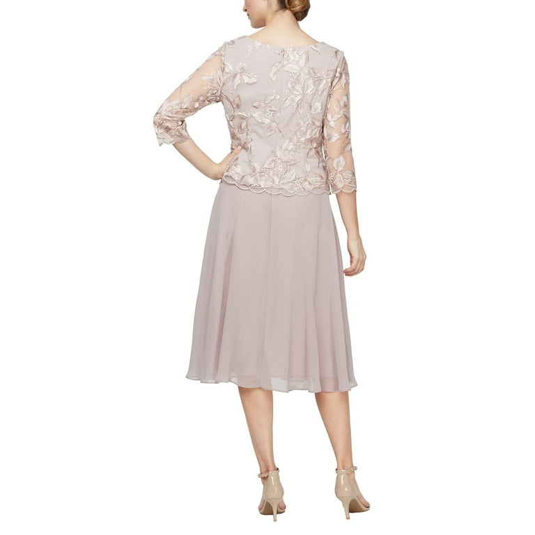 Alex Evenings Tea Length Mock Embroidered Dress (Womens, Latte, 10) - Walmart.com Alex Evenings Tea Length Mock Embroidered Dress (Womens, Latte, 10) - Walmart.com