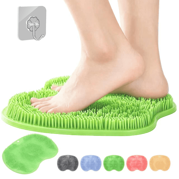 Shower Foot Scrubber Mat with Suction Cups, Foot Cleaner Brush