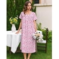 thumbnail image 5 of Ekouaer Cotton Nightgowns for Women Long Night Gown Short Sleeve Sleepdress Victorian Sleepwear Nightdress with Pockets, 5 of 6