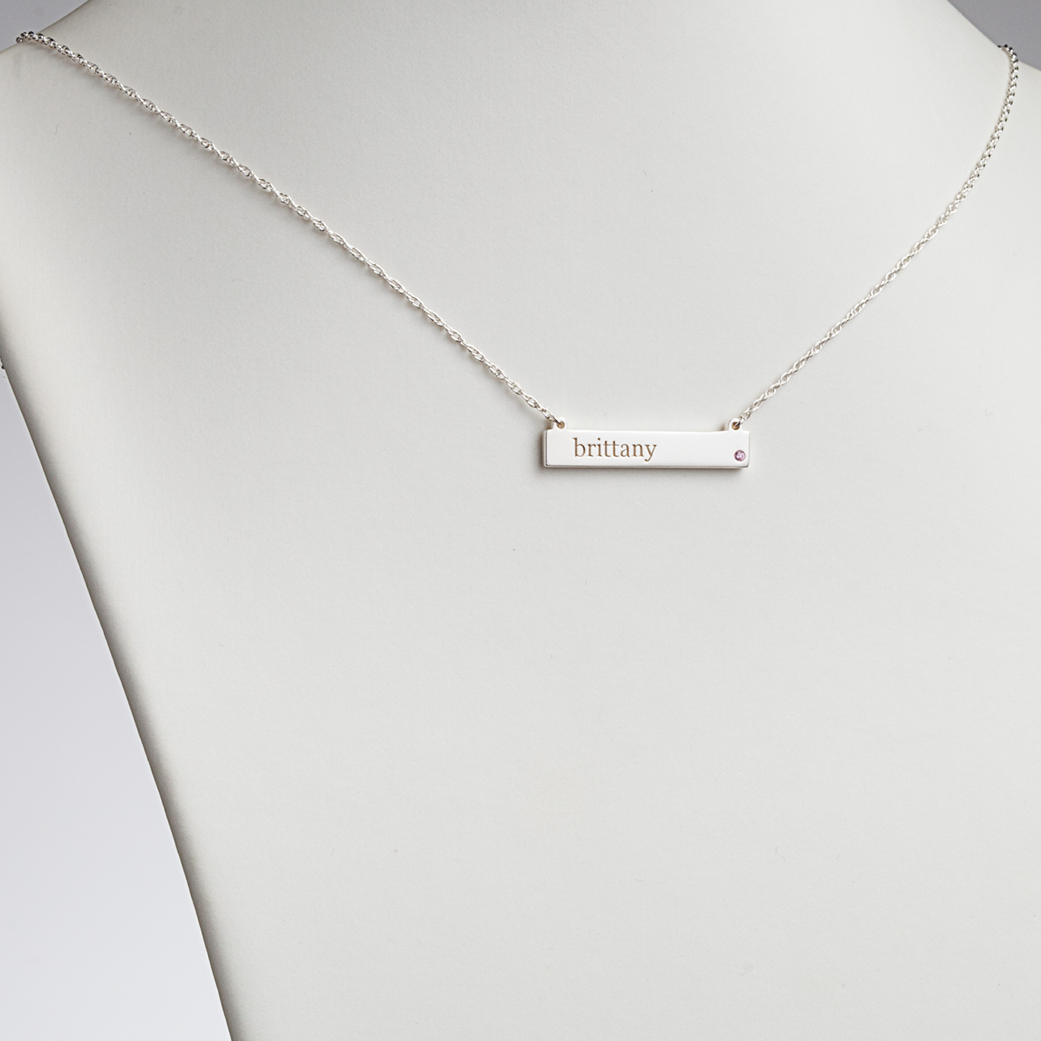 Personalized Planet Women's Sterling Silver or Gold over Silver Name and Birthstone Bar Necklace