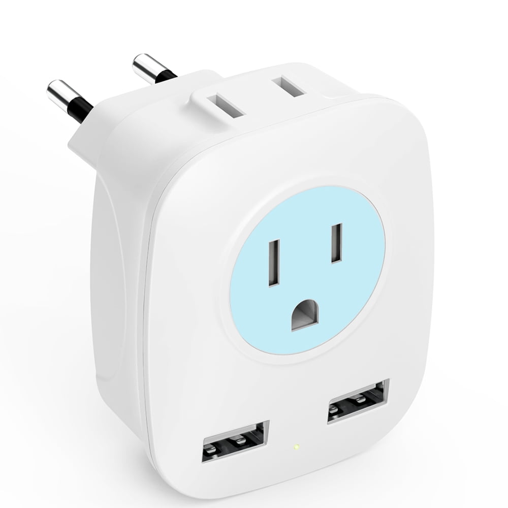 European Travel Plug Adapter International USB Charger with 2 USB Ports